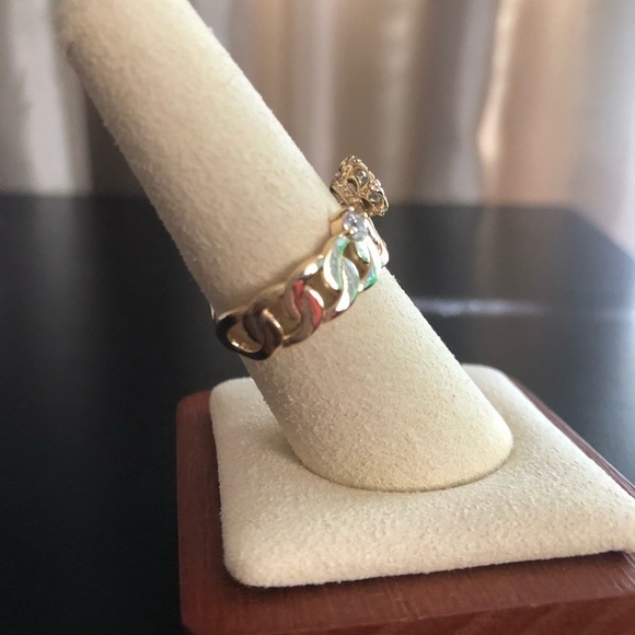 NEW Pretty Bird Adjustable 18k Yellow Gold Plated 1ct Solitaire Chain Link Ring - Picture 4 of 6